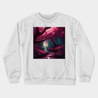 Cherry Blossom Forest with Gentle Stream Crewneck Sweatshirt